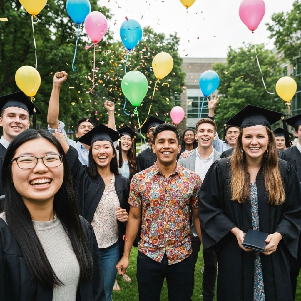 Students celebrating success